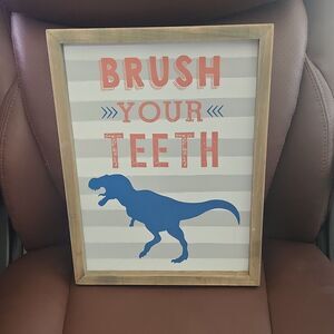 Hobby Lobby Dinosaur Wall Plaque Wood Kids Bathroom Decor 10.94x14.125